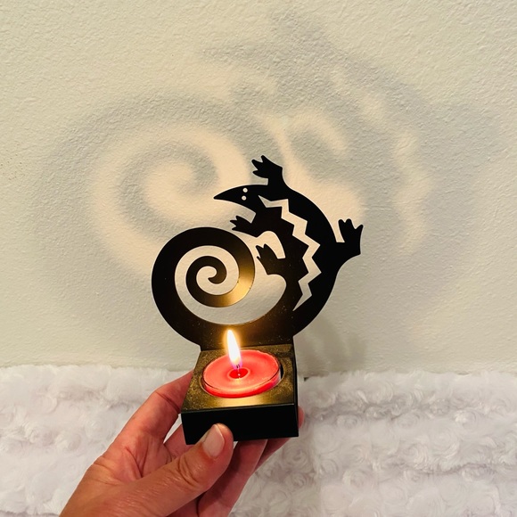 PartyLite Black Metal Gecko Tea Light Holder - Picture 6 of 6